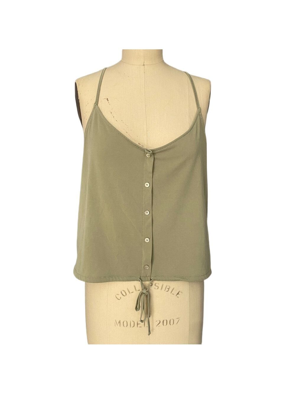 American Eagle Sage Green Button Front Cami Large Cottagecore